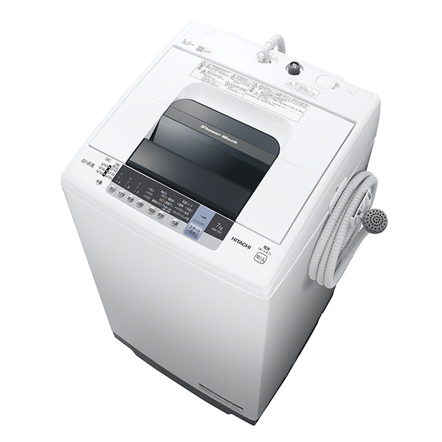 【時間指定不可】HITACHI(日立) 洗濯・脱水容量7kg 全自動洗濯機 『シャワー浸透洗浄 白い約束』 NW-70C-W (ピュアホワイト