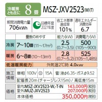 MITSUBISHI(ɩŵ) 2.5kW 8 롼२ ̸ JXV꡼ MSZ-JXV2523-W (ԥ奢ۥ磻)